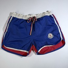 Moncler Swim Shorts Men  s Large Blue Red White Nylon Lined Drawstring Logo