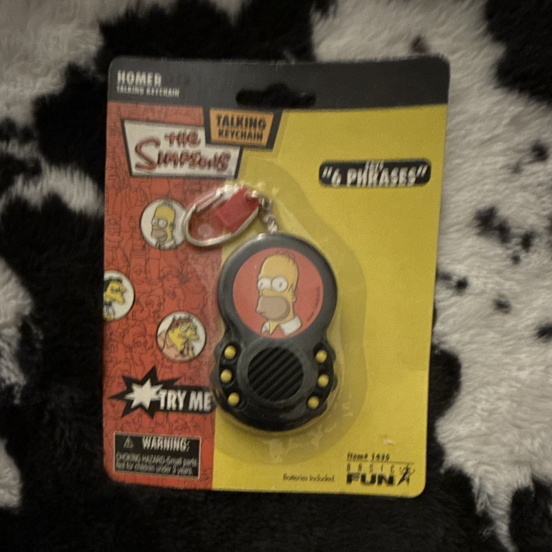 The Simpsons Homer Talking Keychain w/ Detachable Keyring, Black/Red