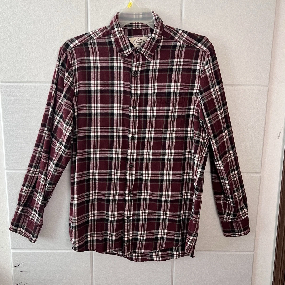 Chemise Vintage St John's Bay – Laine 85%, Carreaux Olive/noir, Taille XL