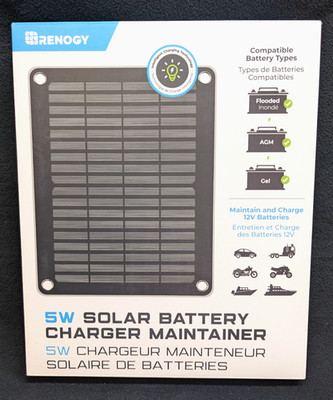 Renogy 5W Solar Battery Charger Maintainer 12V Car RV Boat ATV - NEW Sealed