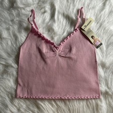 No Boundaries Seamless Wirefree Ribbed Bralette Womens Size Large Pink Cami Bra