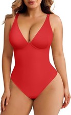 Shapewear Bodysuits for Women Tummy Control Body Suits Deep V Neck Thong 2XL