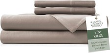4 Piece Bed Sheet Set King Size, 100 Viscose Derived from Bamboo Sheets Set