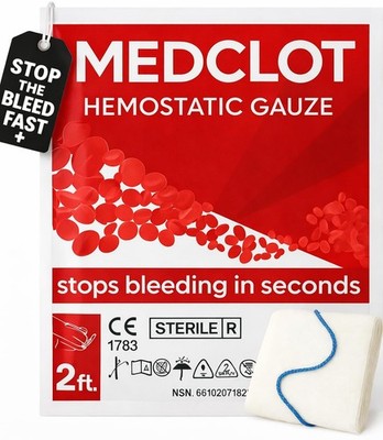 Hemostatic Gauze   Stops Bleeding Fast - Clotting Bandage with Kaolin - Bleed...