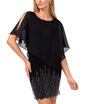 Msk Women's Cape-Overlay Cocktail Dress - Black-L | eBay