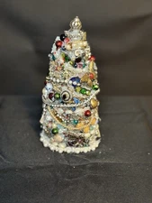 Handmade Vintage Jewelry Christmas Tree Upcycled Art Original OOAK