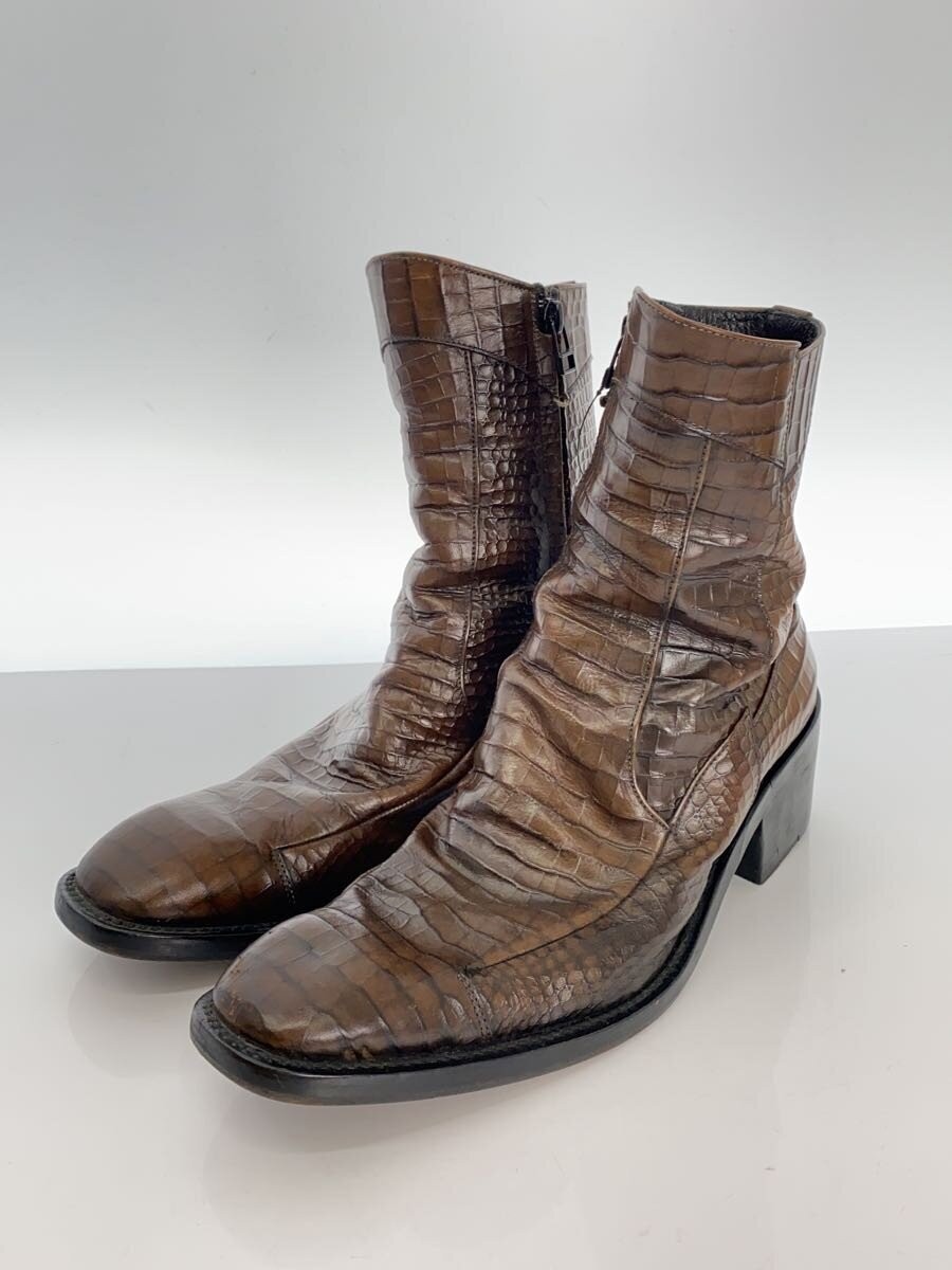 Alfredo Bannister Boots 40 Brw Leather 50910030 Side Zip Crocodile