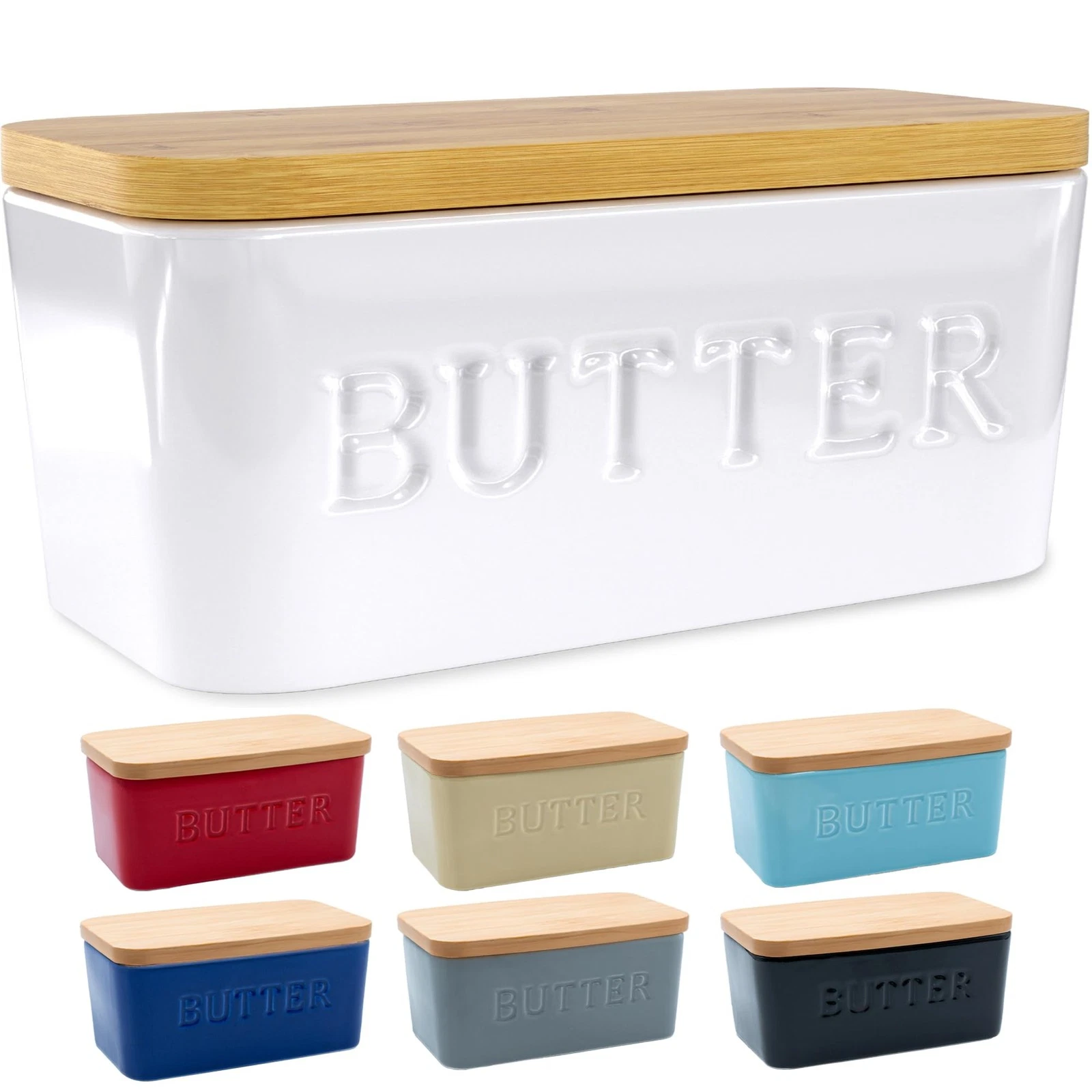 PriorityChef Extra Large Butter Dish with Lid for Countertop, Large, White