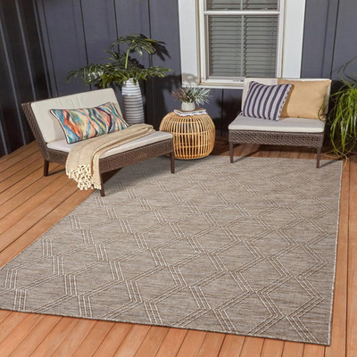 Ruggerrugs Darla Textured Foldable Indoor Outdoor Rug 8X10 Weather Resistant