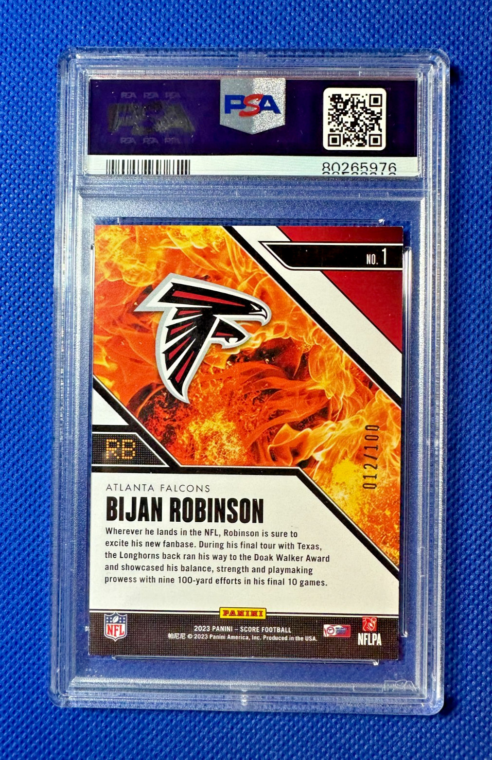 1/1 Bijan Robinson RC Score Showcase Panini 2023 PSA (8) ONLY 1 IN EXISTENCE view 4