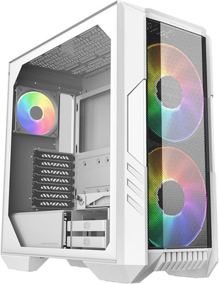 HAF 500 White High Airflow ATX Mid-Tower, Mesh Front Panel, Dual 200Mm Customiza