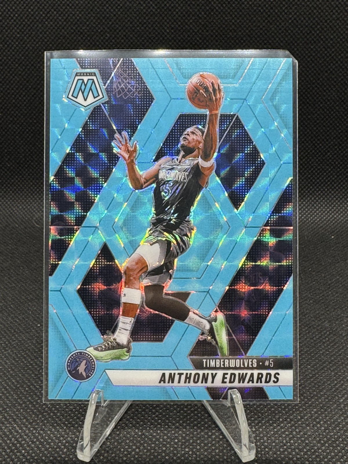 2024-25 Panini Mosaic - Anthony Edwards #36 Fluorescent Blue /75