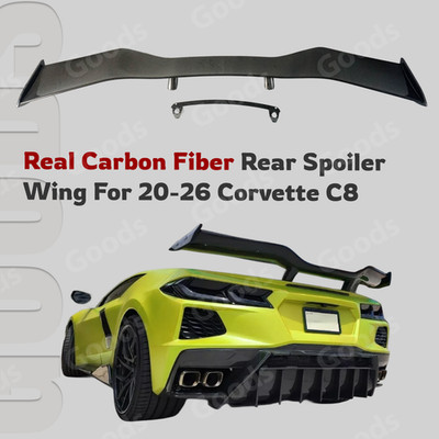 Real Carbon Fiber Trunk Lid Car Spoiler Wing For 20-26 Chevrolet Corvette C8 Z06