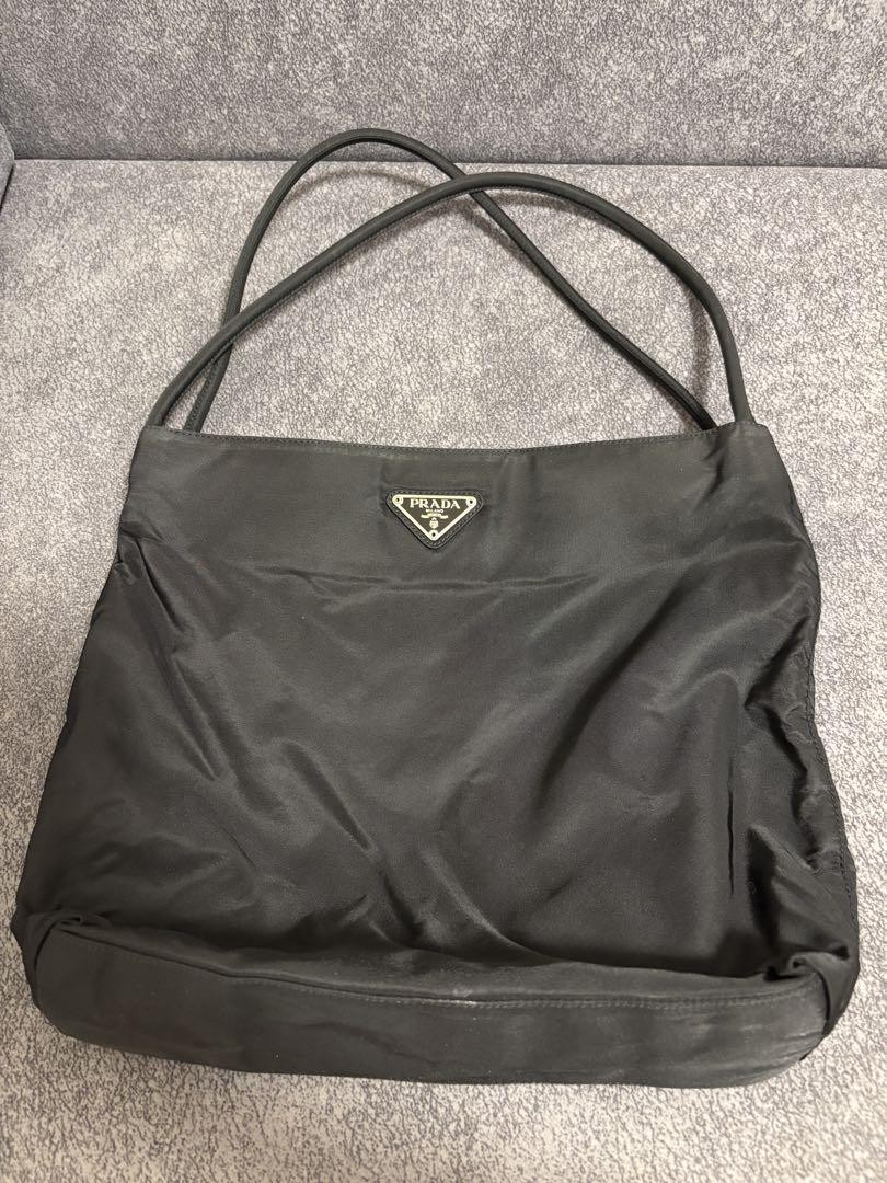 Prada A4 Tessuto Nylon Handbag Black 3 Compartments Japan Import
