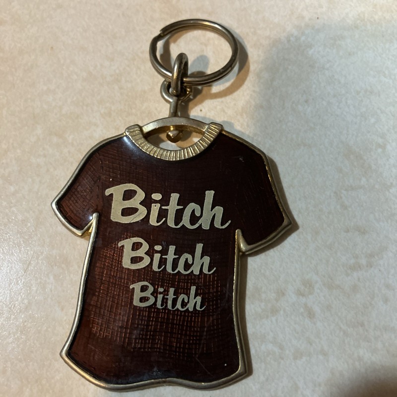 Vintage 1980s Enamel Risqué Novelty Key Chain “Bitch Bitch Bitch”