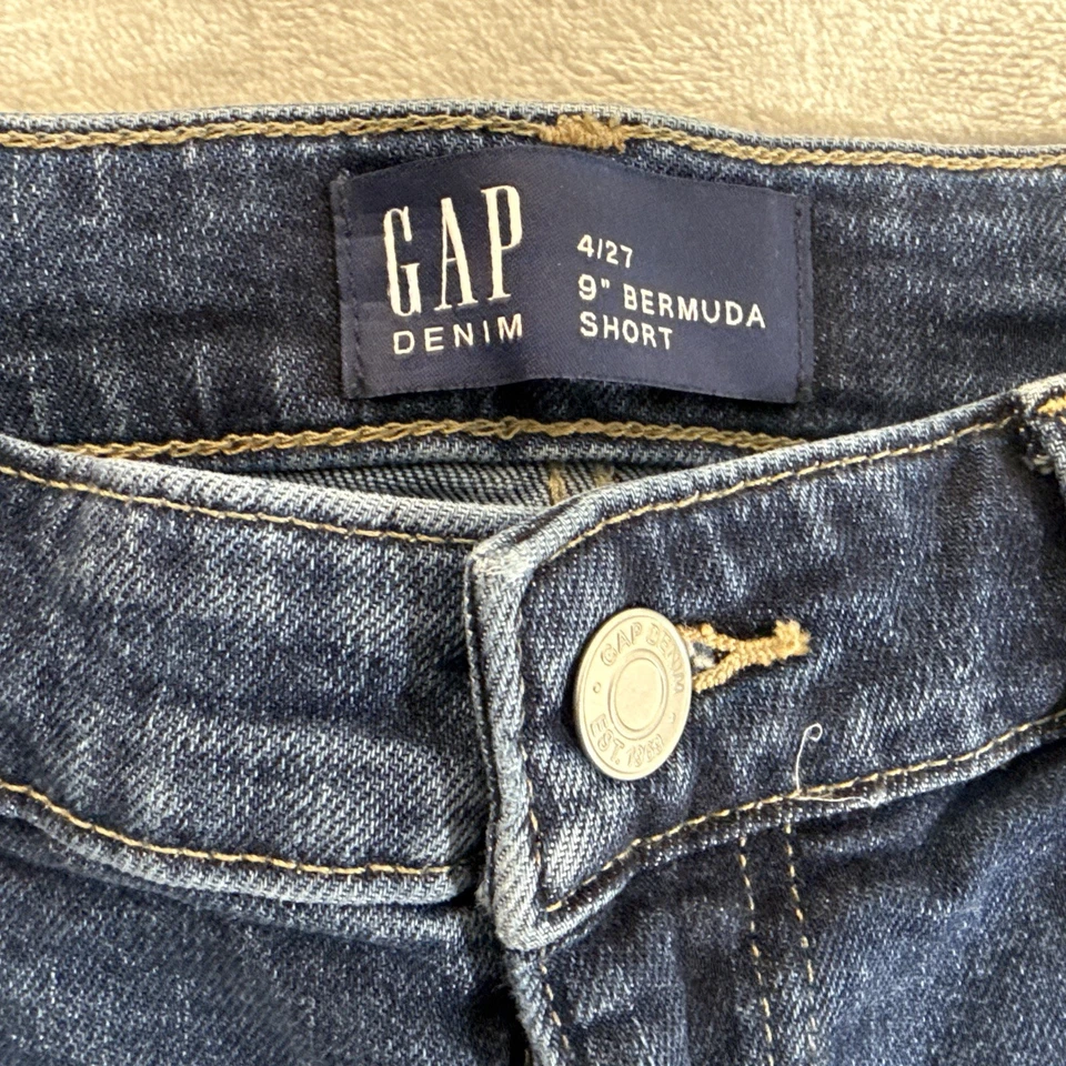 Pantalones cortos de mezclilla GAP Bermudas para mujer talla 4/27 azul jean tiro medio elásticos informales Y2K Foto 4 de 4