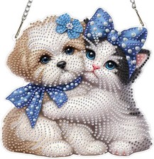 Hund Katze Diamond Art hängende Sets für Erwachsene mit Kette, spezielle Form Diamant P