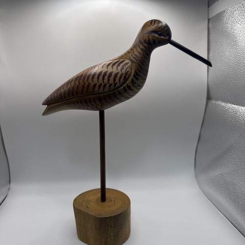 Vintage Hand Carved Wood Shore Bird Sculpture Painted Decoy Folk Art 12 Inches