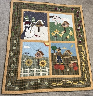 Patch Magic Four Seasons 100% Cotton Applique Throw Quilt Wall Hanging