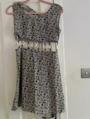 Bluey graues Hooped 60er Jahre Kleid Vintage Etams Small Size 8/10 tolle Qualität