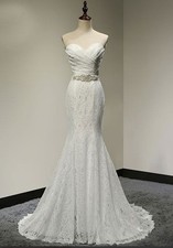 Chic Strapless Lace Mermaid Long Wedding Dresses Sz 16