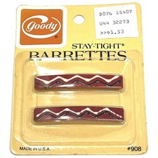 Vintage Goody Stay Tight Barrettes 2.25 Metal Red Black Ivory 908 1982 NIP 2