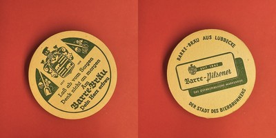 Barre-Bräu Lübbecke Laß ab vom Sorgen Brauerei Bierdeckel Bier