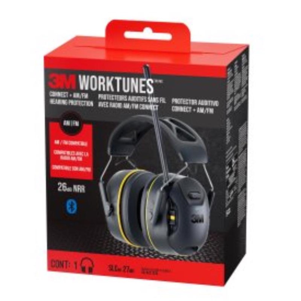 3M Worktunes Wireless Hearing Protector with Bluetooth and AM/FM Radio - Black