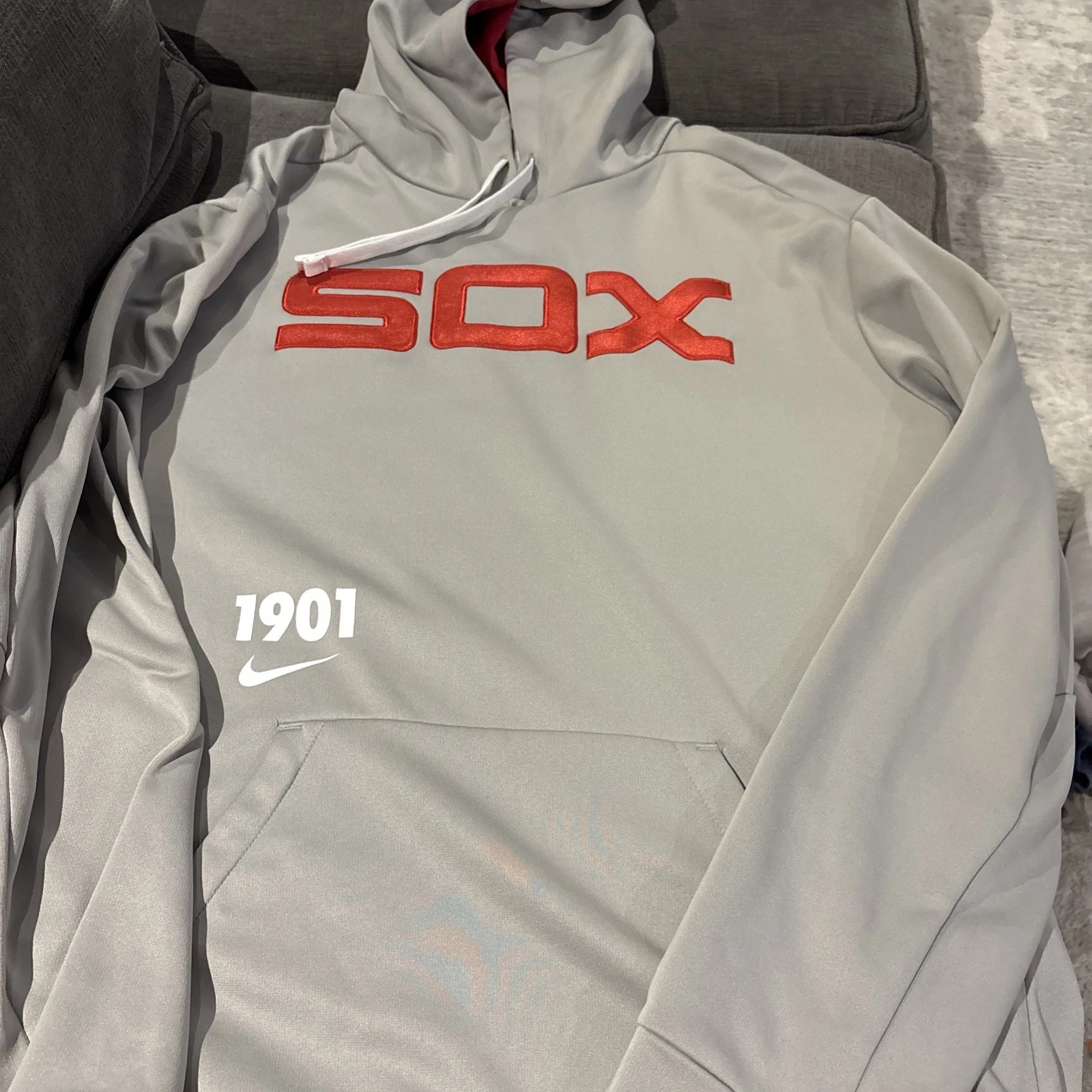 Nike Chicago White Sox Cooperstown Collection Therma-FIT Hoodie Mens XL Grey Red