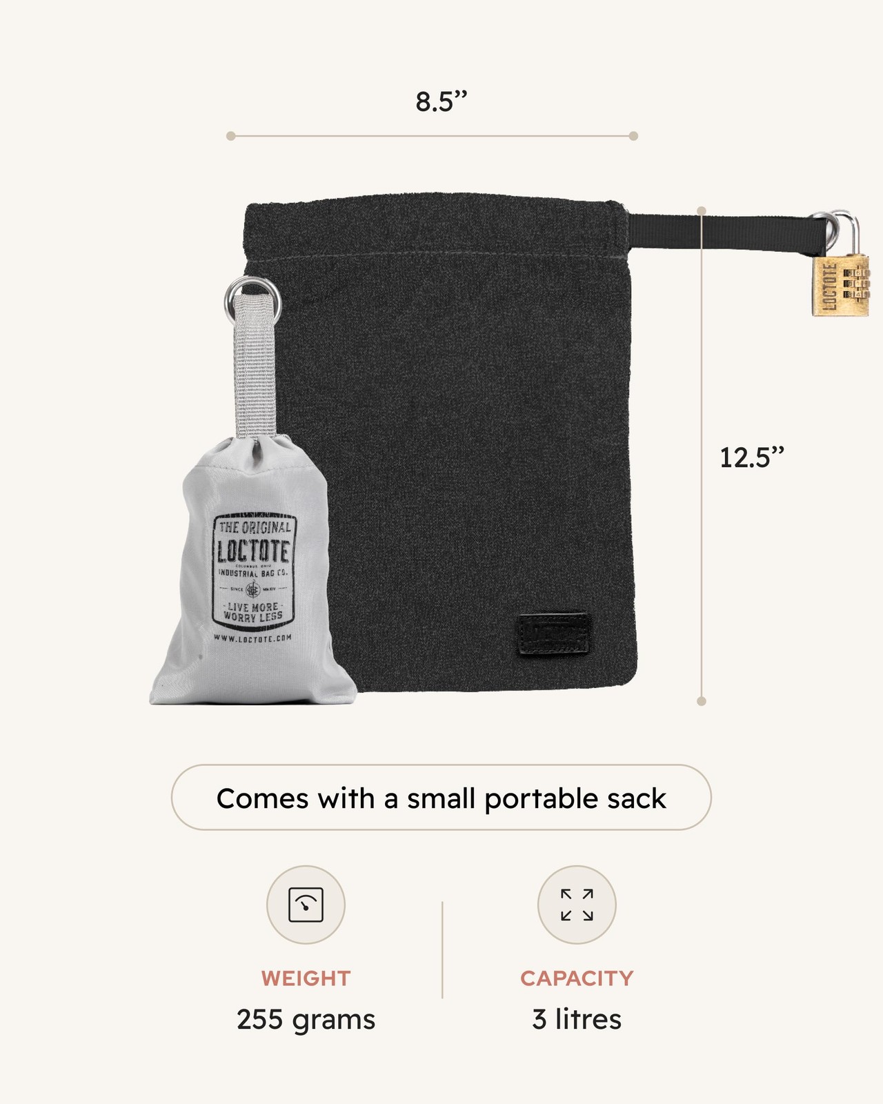 AntiTheft Sack 3L | Portable Travel Safe | Cut-Resistant, RFID Blocking and W...