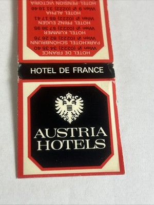 Austria Hotels Vintage Matchbook Cover Hotel De France Perle Cafe