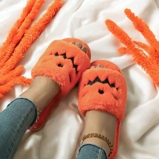 Halloween-Themed Monster Pumpkin Soft Plush Slippers With Non-Slip EVA Soles
