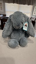 Authentic NWT Jellycat Medium Bashful Dusky Blue Bunny 12  - Retired 