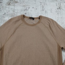 Vince Birdseye Wool Cashmere Blend Sweater Mens Large Beige Brown