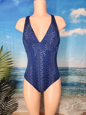 NWT Cupshe Womens One Piece Swimsuit Size Medium Blue With Sparkly Silver 