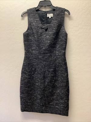 David Meister Black White Wool Blend Sheath Dress Size 6