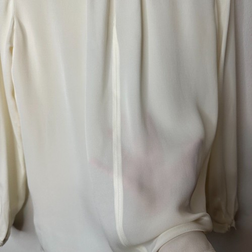 NWT Rebecca Taylor Drapey Cream 100% Silk Danielle Faux Wrap Keyhole Back Top 6 - Picture 8 of 13