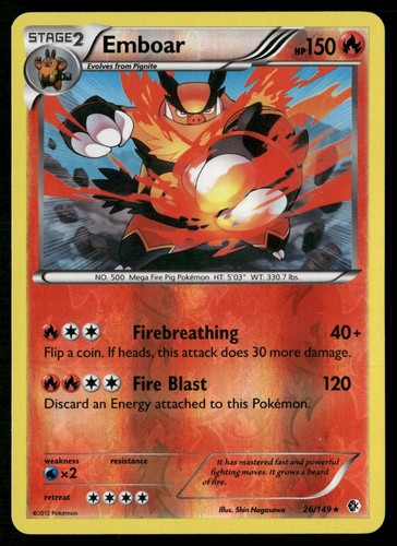 Pokemon Emboar Boundaries Crossed Reverse Holo 26/149 Rare Lightly Played