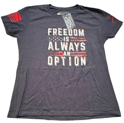 NEW Official Grunt Style Freedom Is Always An Option Flag Tee Blue Women's S-3XL