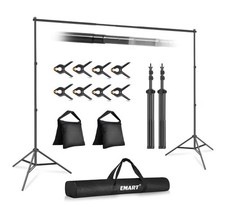 EMART 10x7ft Adjustable Photo Backdrop Stand Kit with Clamps Sandbags Carry Bag