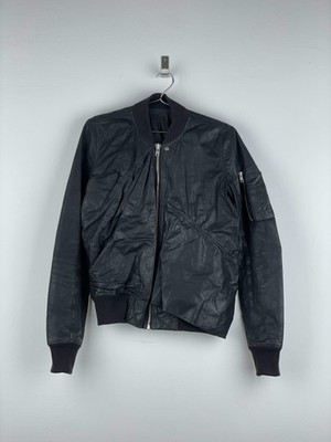 Rick Owens SS16 'Cyclops' Draped Ripple Leather Bomber Jacket