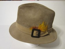 Vintage Dobbs Tan Suede Leather Fedora Men's 7 3/8 Hat