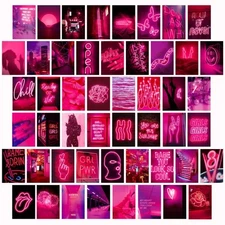 LCLAIDYDY 50 PCS Wall Collage Kit Aesthetic Pictures, Pink Neon Room Decor for