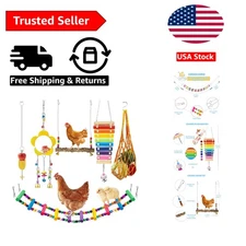 Deluxe 7PCS Chicken Coop Accessories Set with Swing, Mirror, Xylophone & Feeder