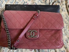 CHANEL Classic Gunmetal Hardware Flap Bag Medium Red, Velvet Leather