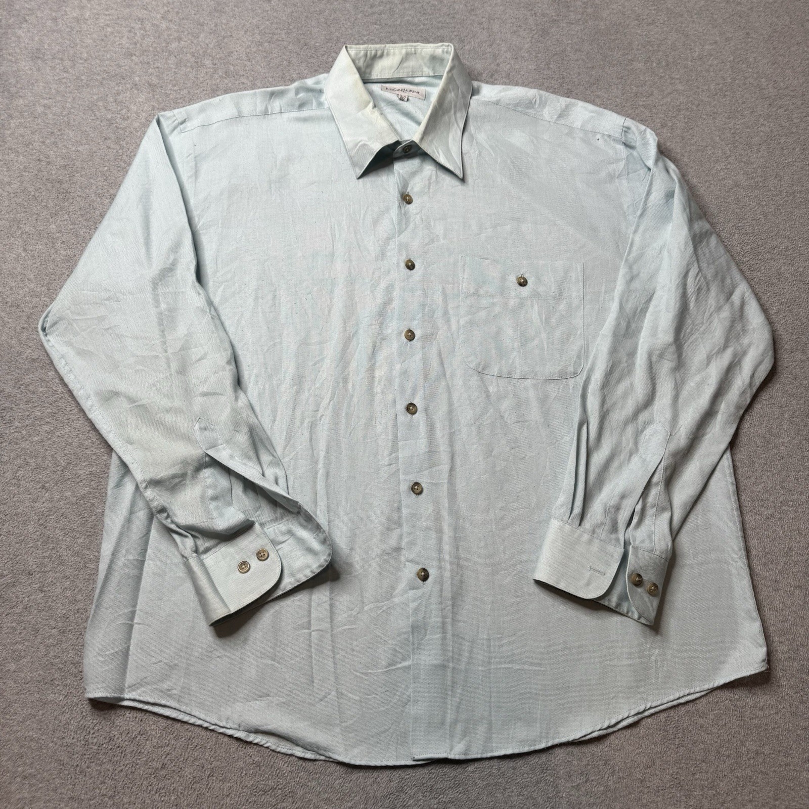 Saint Laurent, Vintage Yves Saint Laurent Shirt Mens XL Blue Cotton Button Up Business 90s