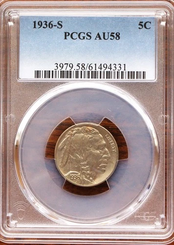 1936-S BUFFALO NICKEL PCGS AU58
