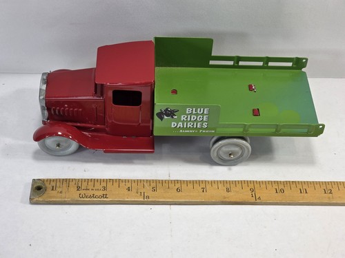 Pressed Steel Blue Ridge Dairies Dairy Delivery Truck Red Green Reproduction HTF - Picture 4 of 15