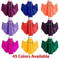 2 Front 2 Layer Slit Skirt Chiffon Full Circle Belly Dance Reversible 45 colors