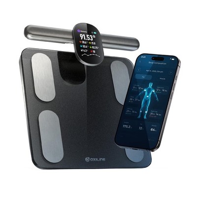 Oxiline MD Pro Smart Body Comp Scale Black 8 Electrode OLED Bluetooth WiFi New